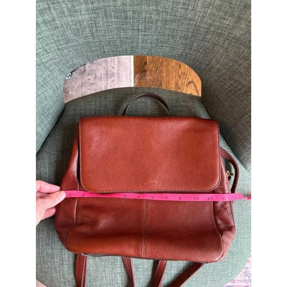 Fossil Claire Brandy Leather Backpack SHB1932213 Brown Brass women’s bag EUC